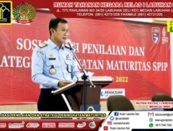 RUTAN KELAS I LABUHAN DELI KANWIL KUMHAM SUMUT IKUTI GIAT SOSIALISASI PENILAIAN DAN STRATEGI PENINGKATAN MATURITAS DI LINGKUNGAN KANWIL KEMENKUM HAM SUMUT TAHUN 2022