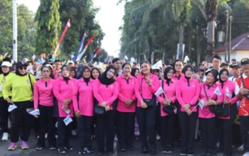 Polresta Deli Serdang Ikuti Fun Walk Peringati Hari Jadi Ke-80 Kabupaten Deli Serdang dan HUT APKASI ke 26